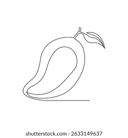 Minimalist One Line Art Mango Fruit with Leaf19