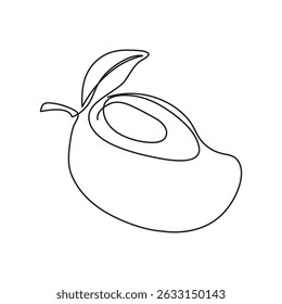 Minimalista Una Línea de Arte Mango Fruta con Hoja22