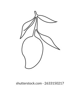 Minimalist One Line Art Mango Fruit with Leaf23