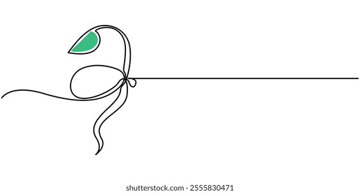 Minimalist one line art of a sprout growing from the ground, symbolizing nature, growth, and new beginnings, Growing plant continuous line drawing one hand drawn minimalist design, New Beginnings.