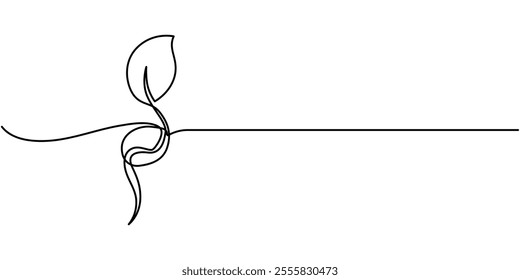 Minimalist one line art of a sprout growing from the ground, symbolizing nature, growth, and new beginnings, Growing plant continuous line drawing one hand drawn minimalist design, New Beginnings.