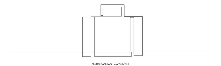 Minimalist one line art of a suitcase. Simple travel concept for logos, prints and icons.