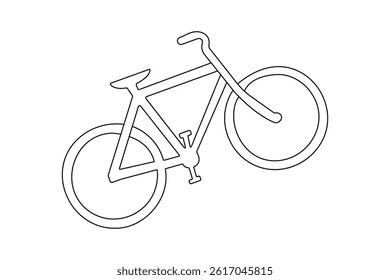 Minimalist one line bicycle drawing  vector outline illustration isolated on White background