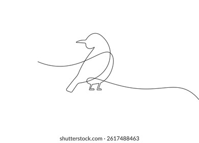 Minimalist one line bird drawing  continuous outline vector illustration isolated on white background