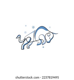 Minimalistisches Design für das Bison-Logo. Kontinuierliche Zeichnung. Moderne Line Art, Vektorgrafik, Grafik, Symbol, Illustration