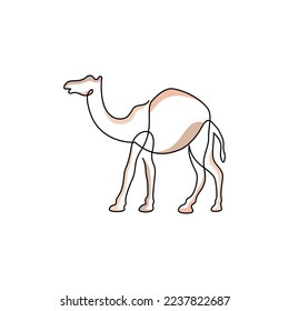 Minimalist one line camel logo design. Continuous drawing. Modern line art, vector, graphic, icon, illustration
