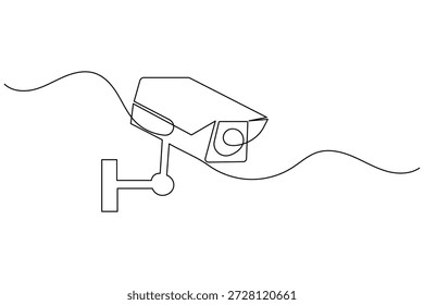 Minimalistische einzeilige CCTV-Sicherheitskamera, Vektorgrafik