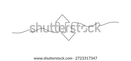 Minimalist One Line Up and Down Arrows Illustration Representing Data Transfer, Exchange, and Communication Flow