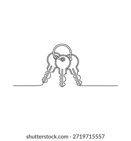 Dibujo minimalista de una línea de un Paquete de teclas sobre un fondo blanco