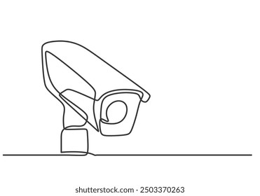 Minimalist One Line Drawing of CCTV Camera. Design for Improved Traffic Security