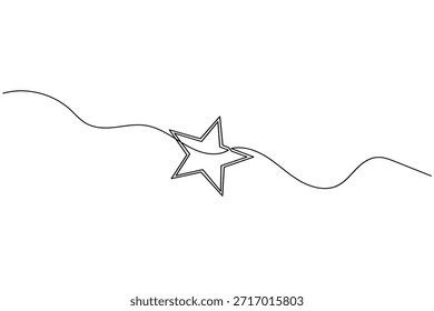 Dibujo minimalista de una línea de una estrella de cinco puntas para calificación y éxito