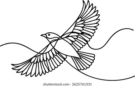 Minimalist One Line Drawing Of A Flying Bird With Abstract Lines Elegant Design