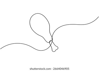 Dibujo minimalista de una línea de diseño de arte de contorno de pollo frito sobre fondo blanco para el concepto de comida