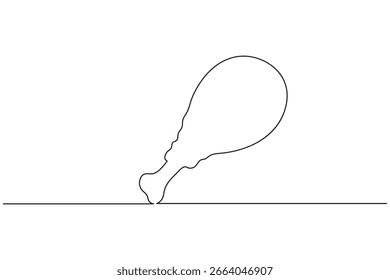 Minimalist one line drawing of fried chicken outline art design on white background for food concept