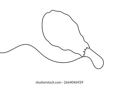 Desenho minimalista de uma linha de design de arte contorno de frango frito no fundo branco para o conceito de comida