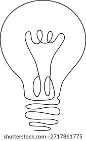 Minimalist one line drawing of a light bulb symbolizing a bright idea or innovation