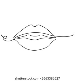 Dibujo minimalista de una línea de labios, ilustración abstracta moderna de la boca, arte blanco y negro simple, elegante impresión de decoración de pared de belleza femenina