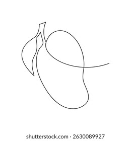 Minimalist One Line Drawing of a Mango with Leaf 1