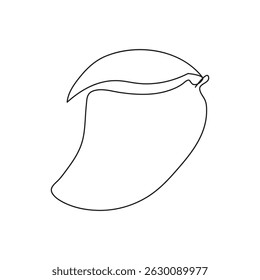 Minimalist One Line Drawing of a Mango with Leaf2
