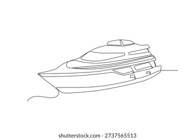 Minimalist One Line Drawing of Modern Luxury Yacht Transportation Illustration