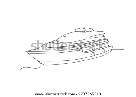 Minimalist One Line Drawing of Modern Luxury Yacht Transportation Illustration