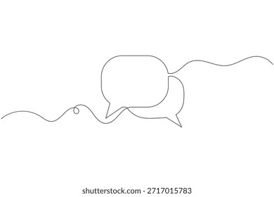 Dibujo minimalista de una línea de burbujas de discurso superpuestas para chat e interacción social