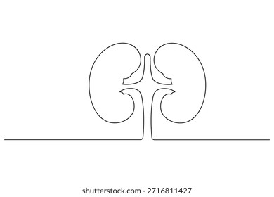 Desenho minimalista de uma linha de um par de rins para saúde urológica e design de logotipo médico