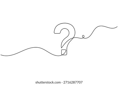 Dibujo minimalista de una línea de un icono de signo de interrogación para ayuda