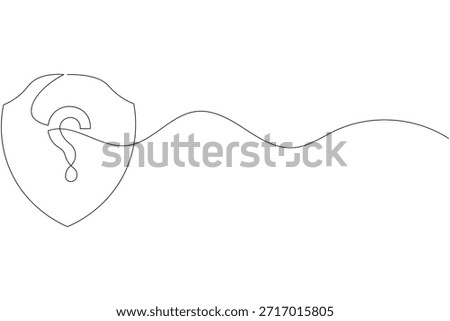 Minimalist one line drawing of a shield with question mark for security support