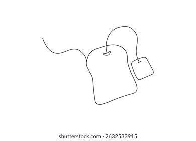 Dibujo minimalista de una línea de un simple dibujo de contorno de bolsita de té para el concepto de té