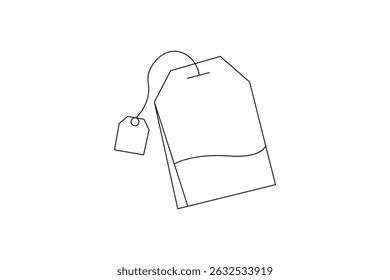 Desenho minimalista de uma linha de um simples desenho de esboço de chá para o conceito de chá