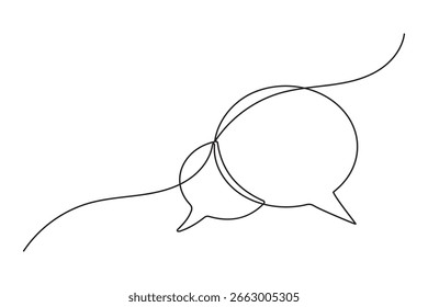 Minimalist one line drawing of speech bubble isolate vector illustration
