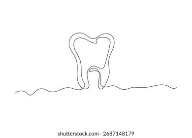 Desenho minimalista de uma linha de dentes ilustração isolada do vetor do contorno para design dentário