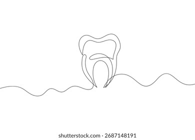 Dibujo minimalista de una línea de dientes Ilustración vectorial de contorno aislada para diseño dental