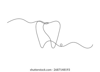 Dibujo minimalista de una línea de dientes Ilustración vectorial de contorno aislada para diseño dental