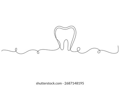 Dibujo minimalista de una línea de dientes Ilustración vectorial de contorno aislada para diseño dental