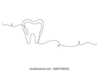 Dibujo minimalista de una línea de dientes Ilustración vectorial de contorno aislada para diseño dental