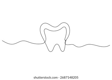 Dibujo minimalista de una línea de dientes Ilustración vectorial de contorno aislada para diseño dental