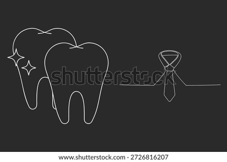 Minimalist One Line Drawing of Teeth and Necktie - Modern Dental Healthcare Concept