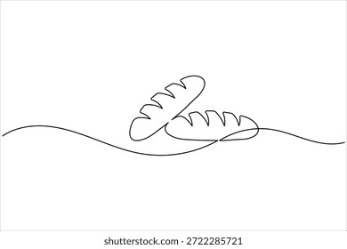 Minimalist one line drawing of two fresh baguettes for bakery design