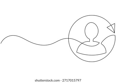 Dibujo minimalista de una línea de un perfil de usuario con Actualizar de flecha de actualización