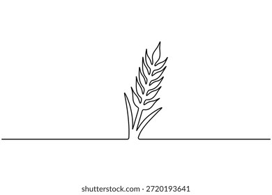 Desenho minimalista de uma linha de trigo pedúnculo vetor arte