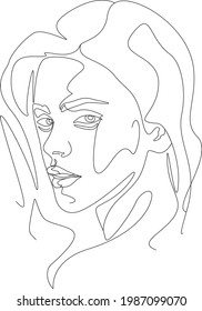 minimalist one line drawing woman face illustration in line art style
