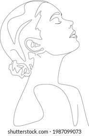 minimalist one line drawing woman face illustration in line art style
