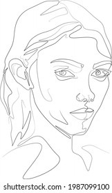 minimalist one line drawing woman face illustration in line art style
