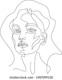 minimalist one line drawing woman face illustration in line art style
