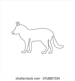 Minimalist One Line Fox Icon. Line drawing animal tattoo. Dog or Fox one line hand drawing continuous art print, Vector Illustration. Free single line drawing of Fox or Dog