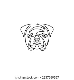 Minimalist one line French bulldog  logo design. Modern line art, vector, graphic, icon, illustration