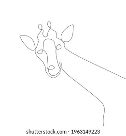 Icono de la jirafa de una línea minimalista. Tatuaje en línea de animales. Giraffe de una línea dibujando una huella de arte continuo, Ilustración vectorial. Dibujo de una sola línea libre de jirafa