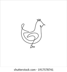 Minimalist One Line Hen Or Chicken Icon. Line Drawing Hen Or Rooster Tattoo. Free Single Line Drawing Of Hen Or Chicken. Vector Illustration. Farm Birds One Line Hand Drawing Continuous Art 